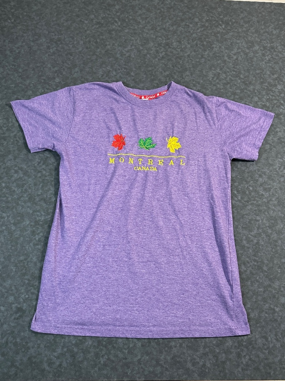 Montreal Canada Embroidered Maple Leaf Purple T-Shirt Size Small
